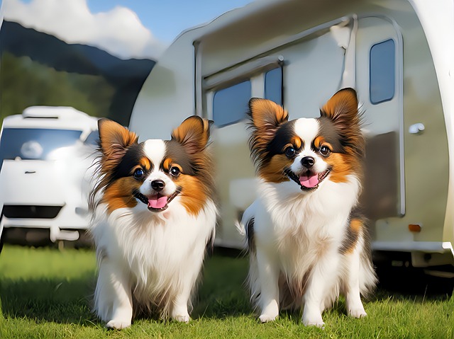 camping with two dogs